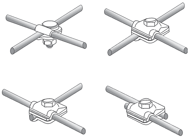 Rys. 2. Złączki stosowane do łączenia przewodów instalacji odgromowej.