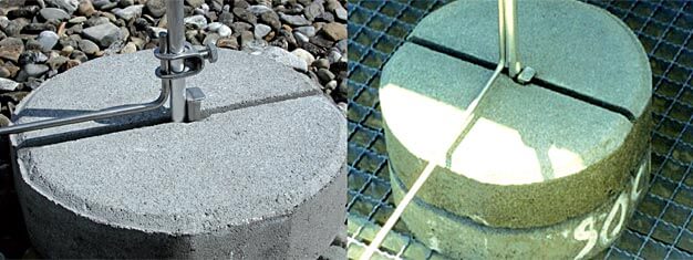 Fot. 3 Mocowanie zwodów o różnych wysokościach do betonowych podstaw