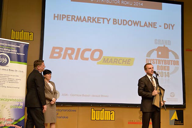 Przyznane DIY Bricomarche tytuły Grand Dystrybutor Roku 2014 oraz Dystrybutor Roku 2014 odebrał Bogusław Sypniewicz.