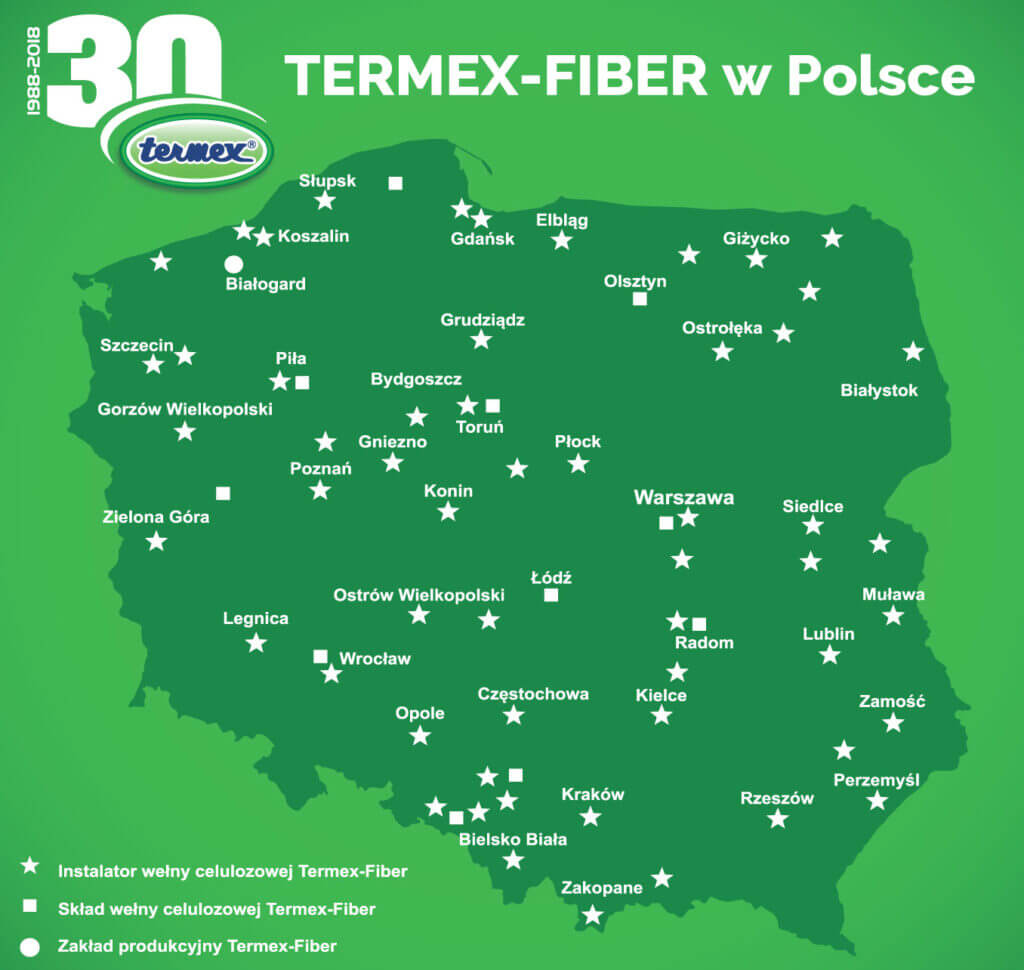 Sieć instalatorów Termex obejmuje cały kraj. Od 2020 roku dystrybutorem Termex została sieć hurtowni SIG.