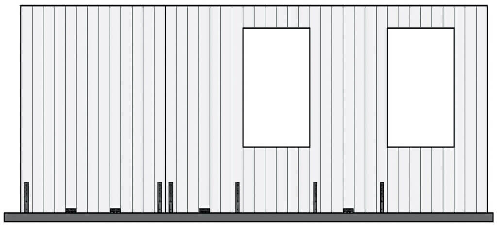 Zdj. 5. Przykładowe rozmieszczenie kątowników i złączy kotwiących w połączeniu ściany z fundamentem.