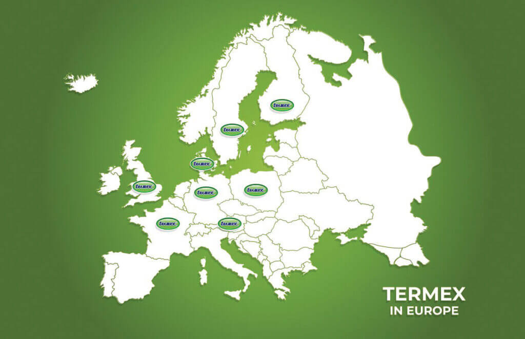 Termex-Fiber sprzedaje swoje izolacje w całej północnej części Europy, od Słowacji i Litwy, przez Polskę, Niemcy, Austrię, Danię po Anglię i Irlandię.