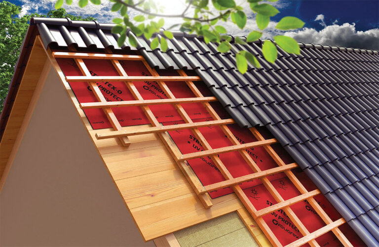 Konstrukcja dachu skośnego z membraną dachową Strotex-Q UV Protect, fot. Foliarex.